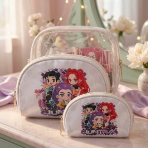 Sets Guerrerar K-Pop Huntrix con 3 cosmetiqueras/Nesecér